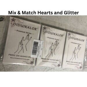 Glitter & Hearts Press On Nails - 3 sets